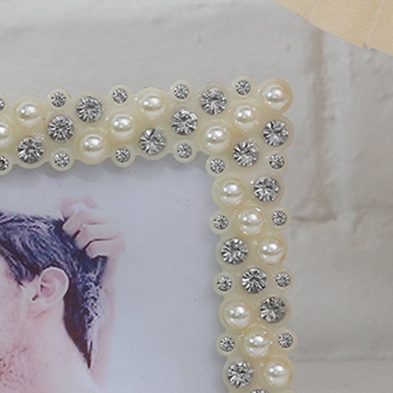1 Uds. Exquisito marco de fotos de cristal perlado, fotos de pareja de 6 pulgadas y 7 pulgadas colocadas verticalmente, escritorio de decoración de fotos individuales