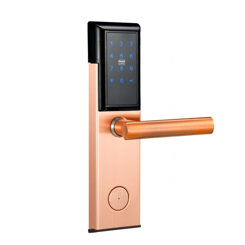 Digitale Elektronische Smart Lock Thuis Intelligente Toetsenbord Wachtwoord Deurslot Op Houten Deur: Copper