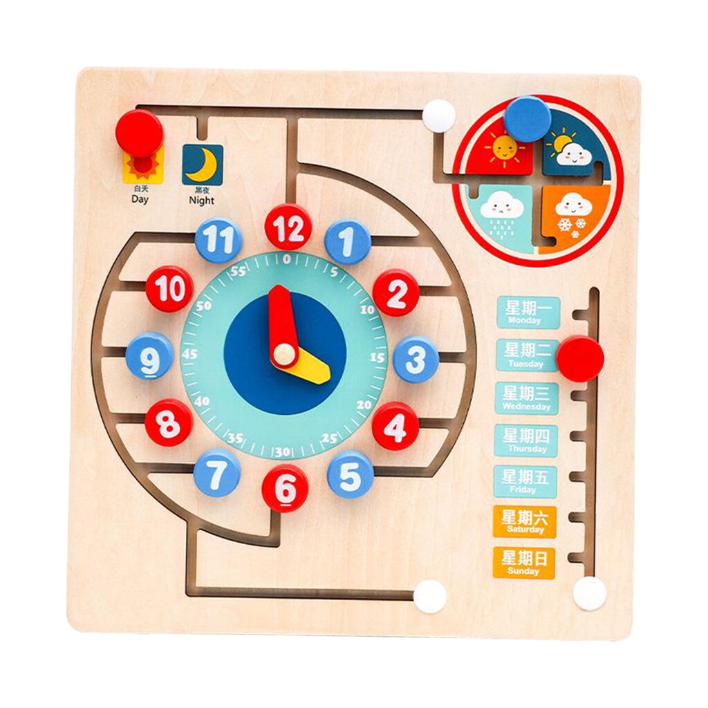 Reloj de madera para niños, tablero educativo, juguete educativo