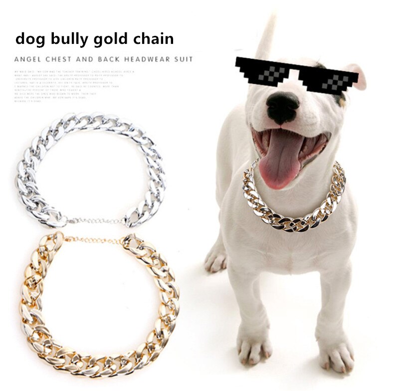 Hond Gouden Ketting Plastic Kleine En Medium Halsband Huisdier Ketting Sieraden Teddy Franse Bulldog Bully Dierbenodigdheden