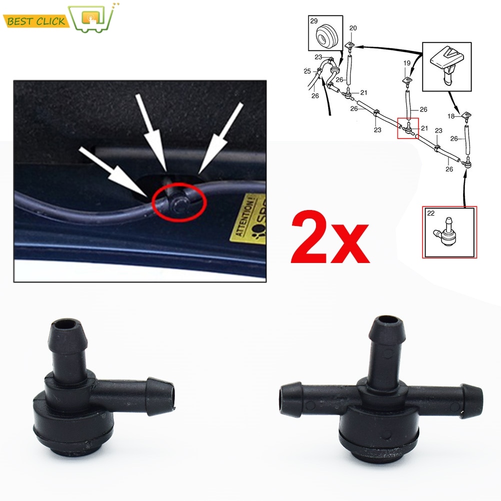 X2 T Piece Windshield Washer Check Valve Connector 2 / 3 Way Check For Volvo V70 S60 XC60 XC70 C30 V50 S40 XC90 S80 S70 C70