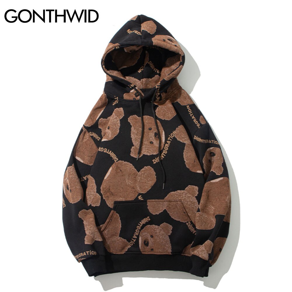 Gonthwid Hooded Sweatshirts Hip Hop Beer Print Fleece Hoodies Streetwear Heren Harajuku Casual Punk Rock Gothic Tops Uitloper Jas