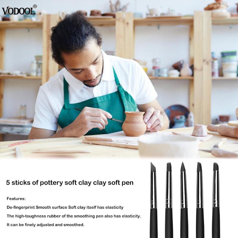 5 Pcs Polymer Clay Tools Carving Craft Brush Pottery Tools Clay Sculpture Nail Art Tools Pottery Ceramics Tool Color Shapers