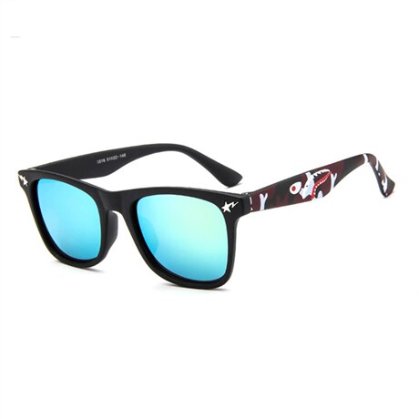 ALIKIAI Kids Sunglasses Small Shark Colorful Boys and Girls High Definition Square Sunglasses UV400: green