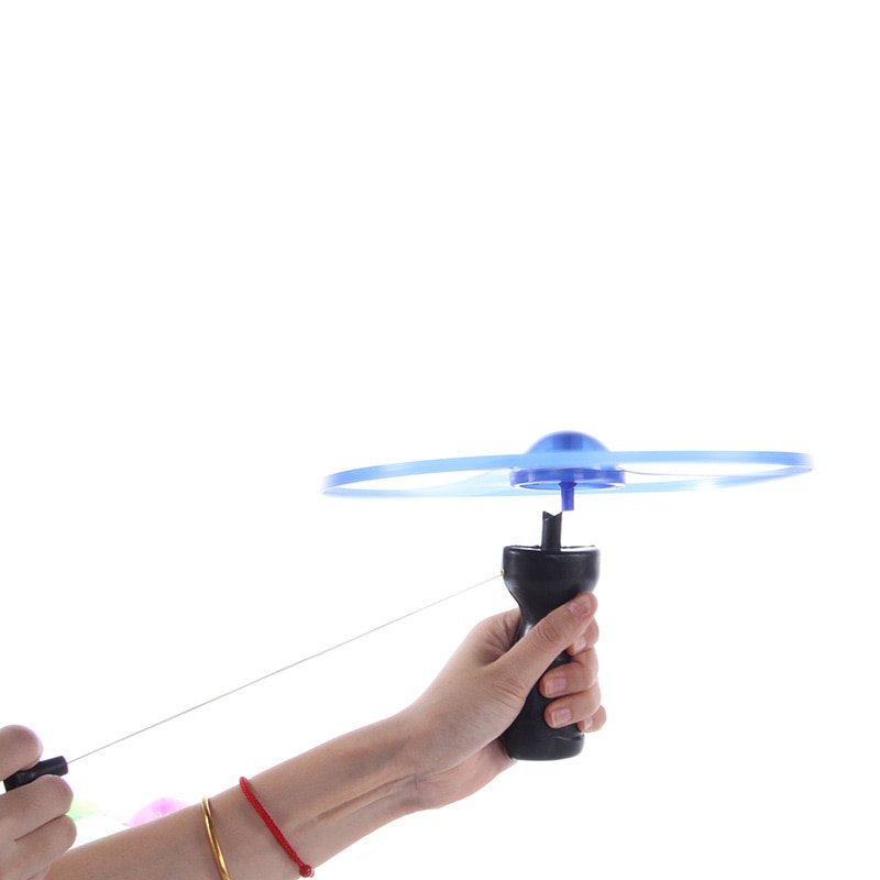 1pc Fun outdoor sports pull line saucer toys LED lighting UFO parent-child interaction 7 color spin-off