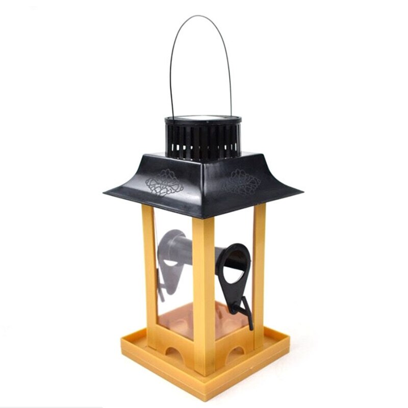 Solar Parrot Feeder Led Light Bird Feeder Station Hanging Pigeon Crow Parrot Outdoor Balcony Bird Feeding: Default Title