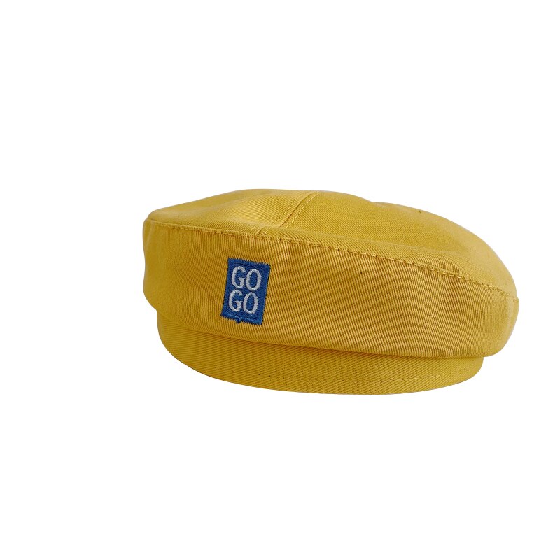 Béret pour enfants de 2 à 6 ans, chapeau de bébé avec lettres brodées, coréenne de printemps, couleur bonbon, accessoires pour enfants,: Yellow