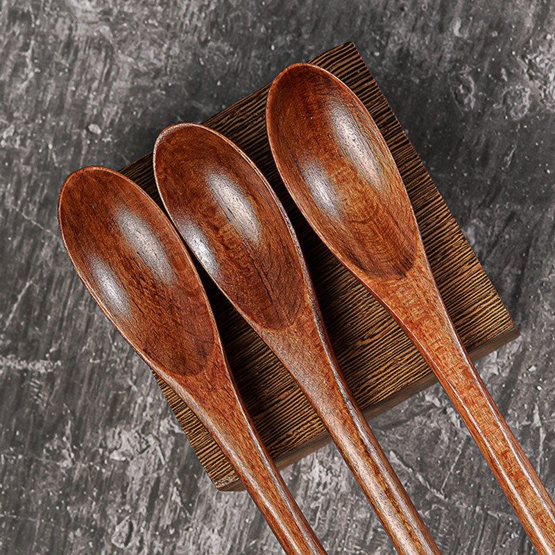 1pc colheres de madeira para cozinhar mel servidor chá café agitando colheres de tinta cor mel chá colheres de chá acessórios de café utensílios de mesa