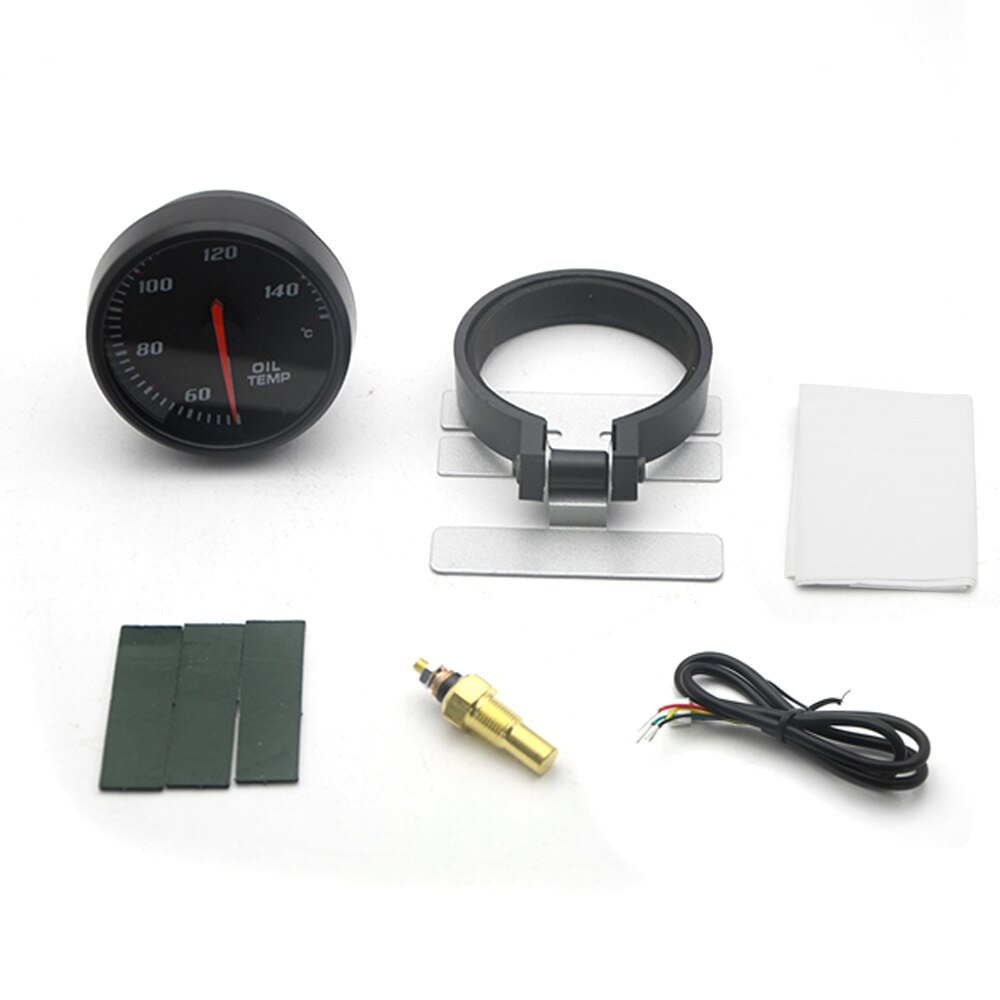 Tacómetro de cara negra para coche, voltímetro de aumento de 60MM, relación de combustible y aire, medidor EGT, presión de agua al vacío, temperatura de aceite, medidor de coche de 12V