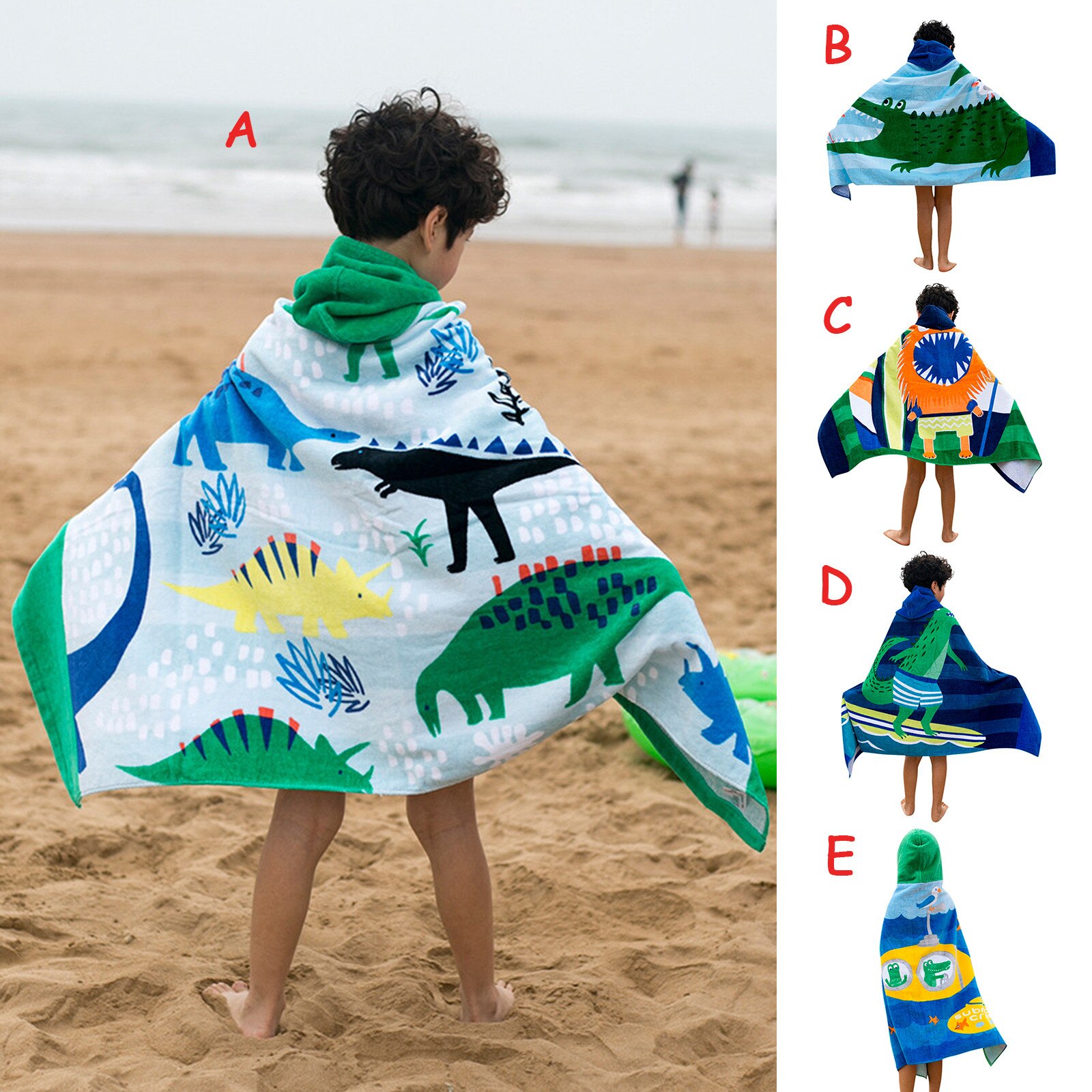 Albornoz con estampado de dinosaurios y animales para bebé, toalla de Spa con dibujos animados para bebé, bata de baño para niños, toallas de playa infantiles