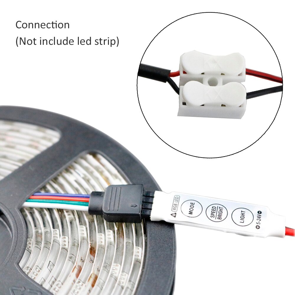 Mini Led Controller DC5V-24V 3 Sleutels Een Kleur en RGB Controller met 2Pin Connectors Dimmer voor 5V 12V 24V LED Strip Licht JQ