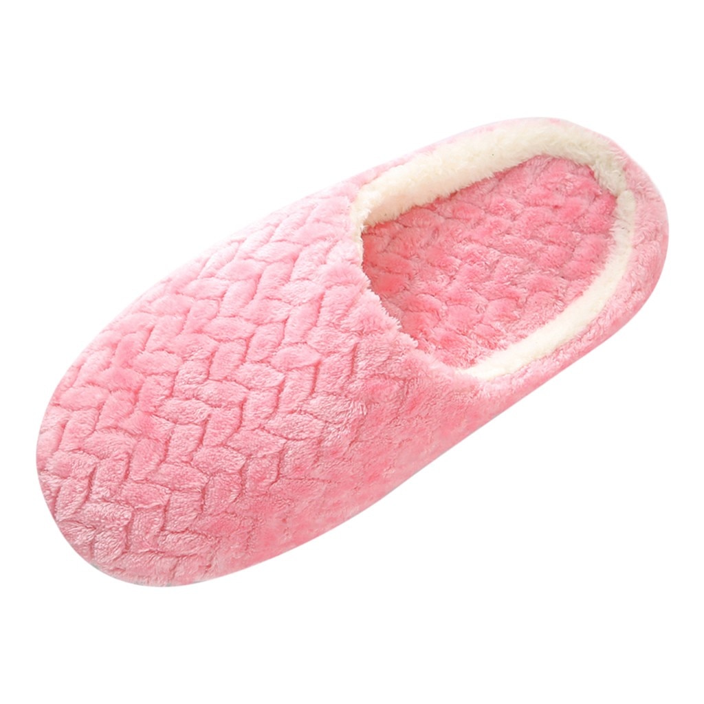 Accueil femmes Jacquard pantoufles intérieur chambre à coucher antidérapant pantoufle hiver coton chaussures doux peluche zapatos de mujer FN55: Rose / 37