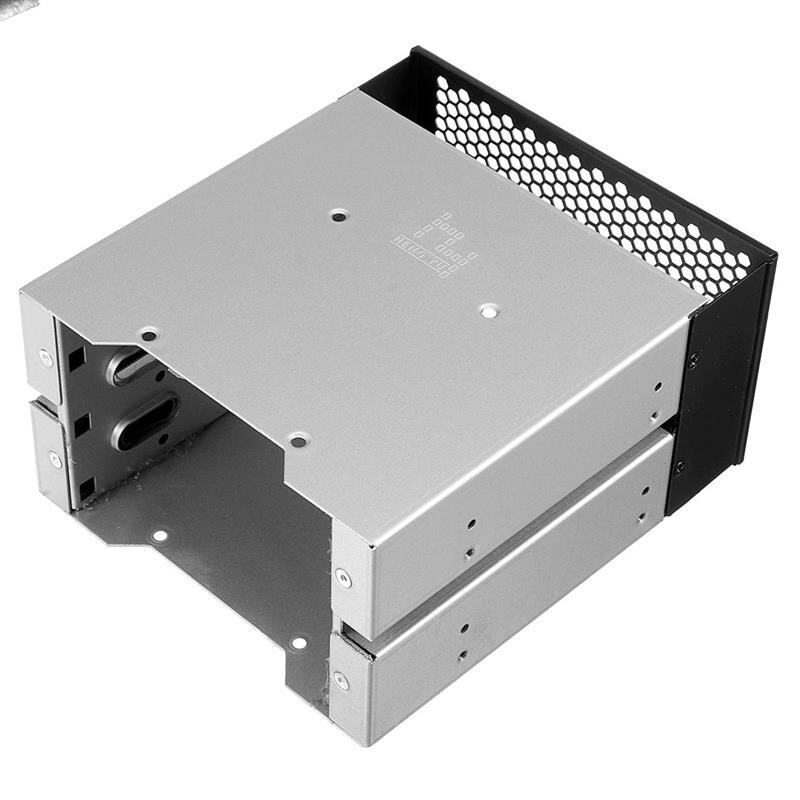 Cage pour disque dur SATA 5 pouces à 3X3.5 pouces, support pour disque dur, convertisseur adaptateur avec ventilateur, en acier inoxydable