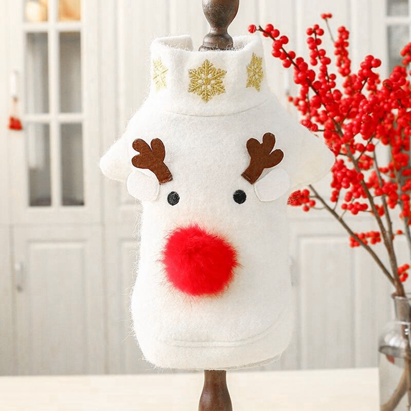 Dog Reindeer 2 Legged Apparel Outfit Pet Dog White Autumn Winter Christmas Cosplay Costume Bulldog Dress Up Clothes