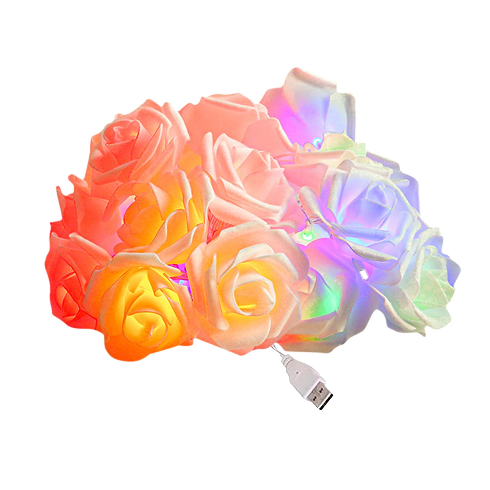 3 Meters 20 Lights Rose Flower LED String Lights Artificial Flower Bouquet Garland For Valentine's Day Wedding Party Decoration: C