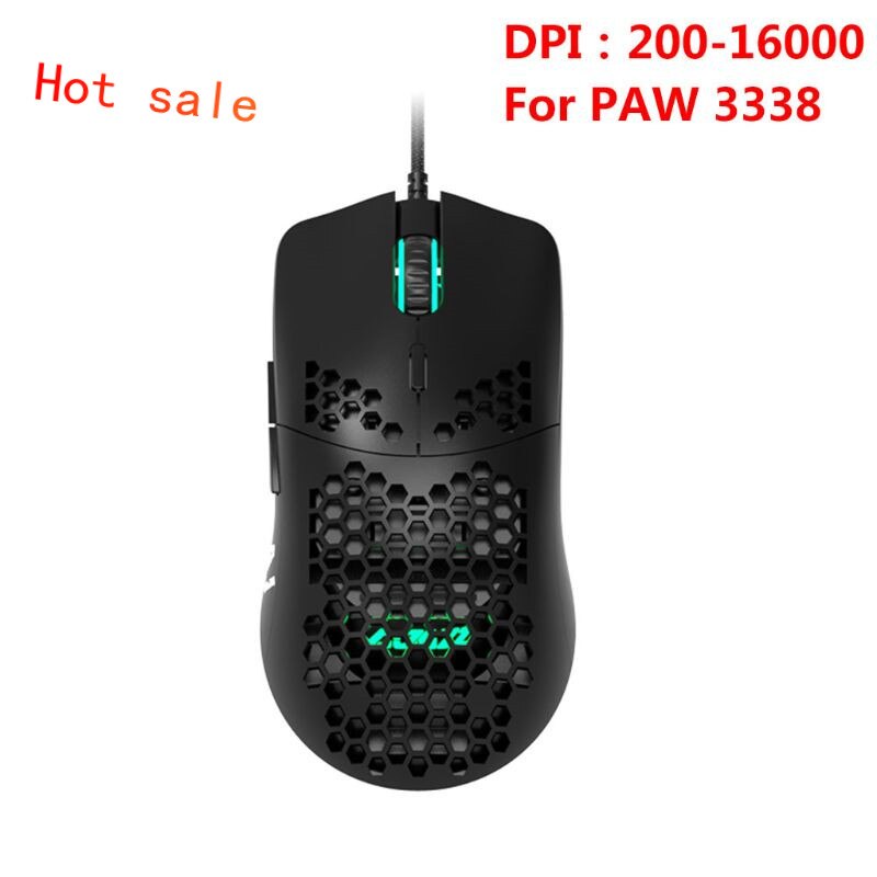 Ajazz AJ390 Lichtgewicht Bedrade Muis Hollow-Out Gaming Mouce Muizen 6 Dpi Verstelbare 7Key: PAW3338  Black