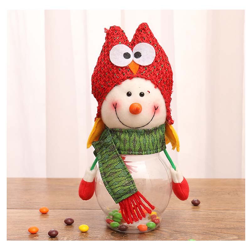 Ornaments Christmas Candy Jar Storage Bottle Santa Snowman Doll Decor Sweety Bottle Xmas Home Decoration Small Big Jar Kids: Snowman Small