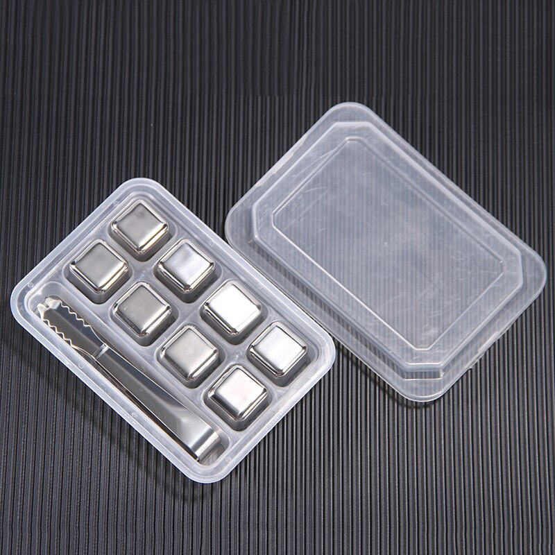 Spklifey Wine Cooler Stainless Ice 2 4 6 8 Pecs Stainless Steel Ice Cubes Whisky Decoration Reusable Ice Cubes Stainless Cooler: 8 Pecs with Tongs