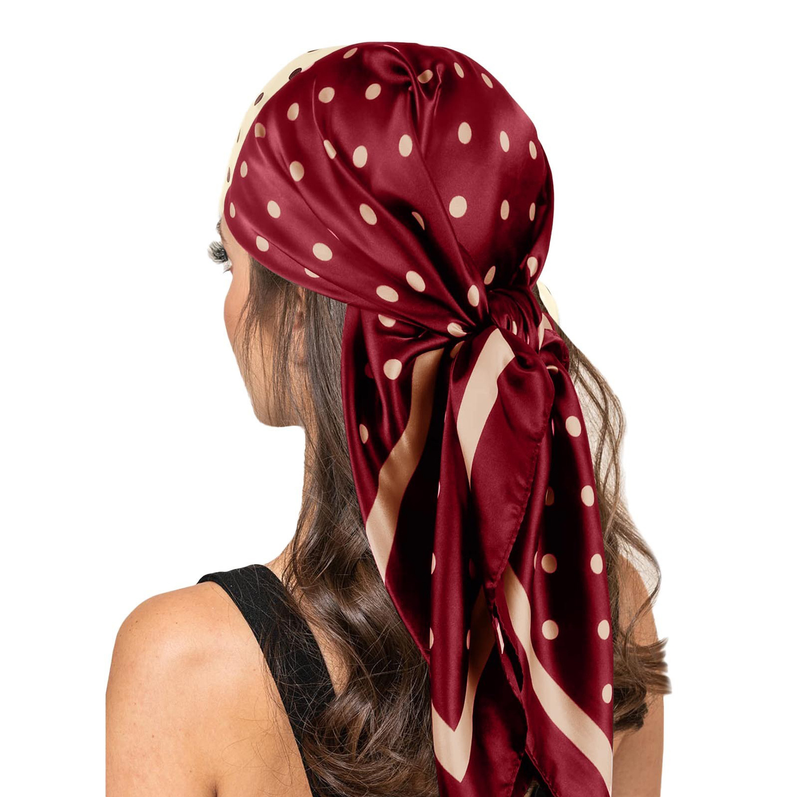 90*90cm Silk Satin Neck Scarves Women Square Shawls Floral Printed Kerchief Hijab Female office Ladies foulard muffler: Brown