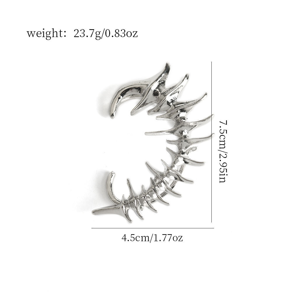 Pendientes de Clip de hueso espumoso de dragón con personalidad Punk para mujer, sin perforación, joyería de calle de Hip Hop, anillo y pulsera, 3 uds.