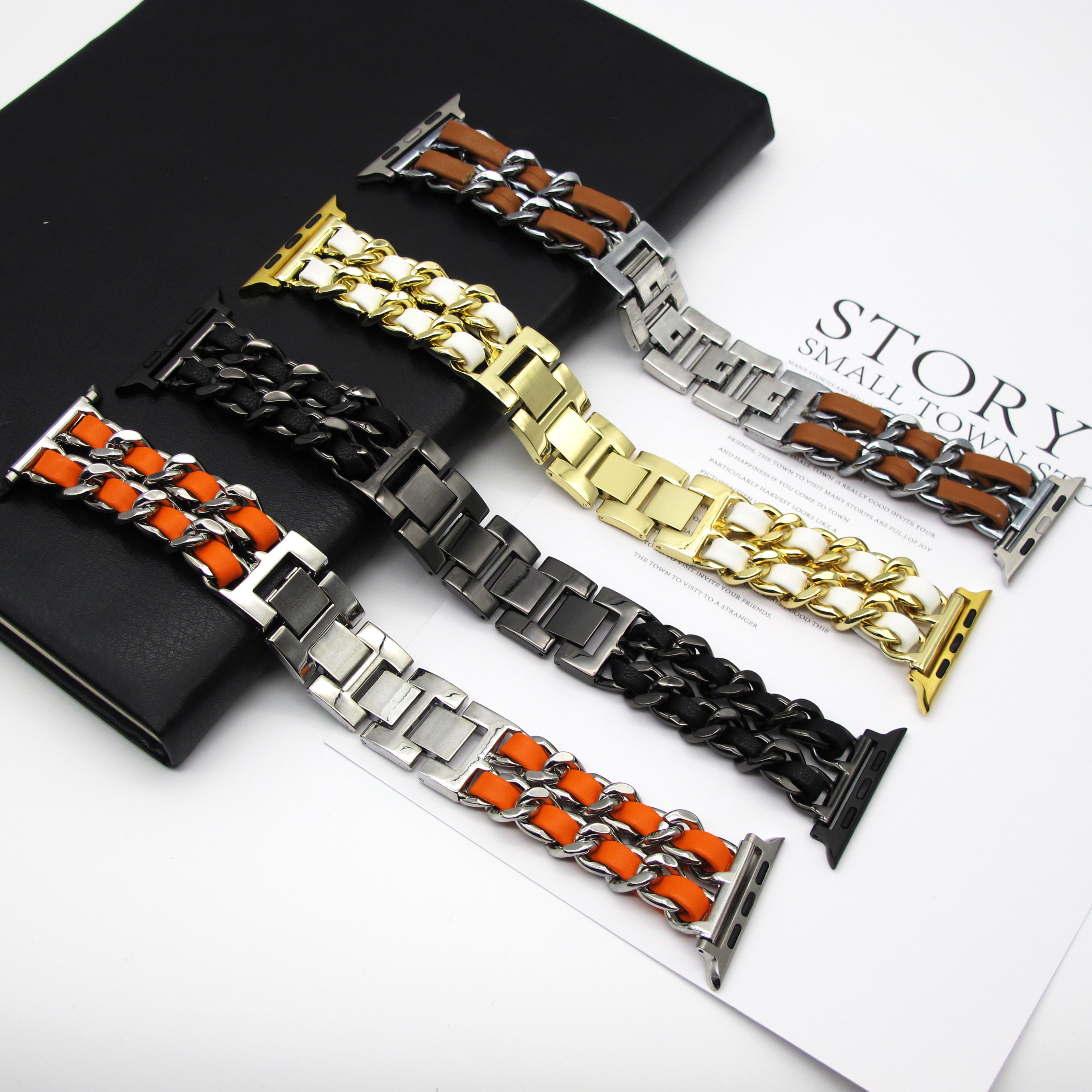 Metal Double Chain Strap for Apple Watch S10 42MM Strap Ultra 49mm 46 45 44 40 41 38mm Strap for iWatch Series 987654