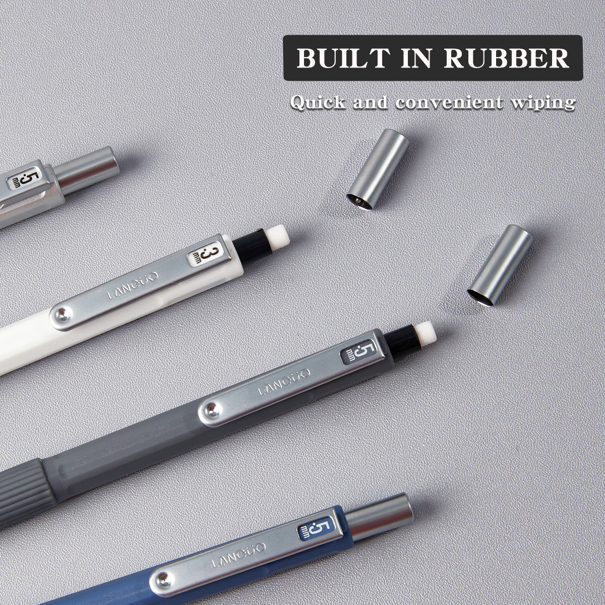 impostato di matite automatiche (1 penna + 1 mina), 0,3 mm/0,5 mm/0,7 mm, per disegnare, scrivere quotidiane, materiale scolastico, regali natalizi