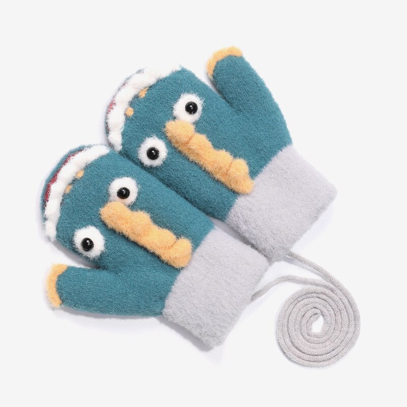 Peuter Magic Stretch Wanten Meisjes Soft Knit Cartoon Mitten Winter Plus Fluwelen Handschoenen Voor Kind 2-5 Jaar b0039: blue