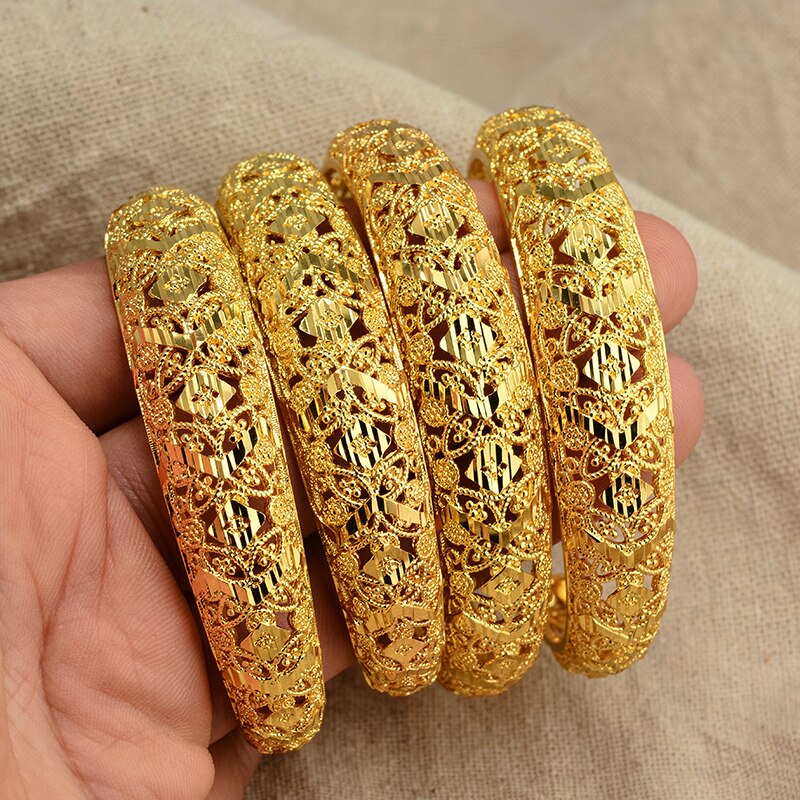 Annayoyo 24K Dubai couleur or Bracelets pour femmes Bracelets éthiopiens moyen-orient bijoux de mariage africains