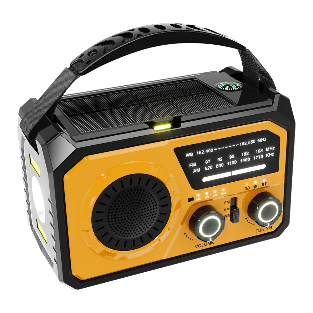 AM/FM/WB NOAA Emergency Weather Radio 16000mAh Bluetooth Speaker Hand Crank/Solar/Type-C Charging Survival Radio LED Flashlight: PURPLE