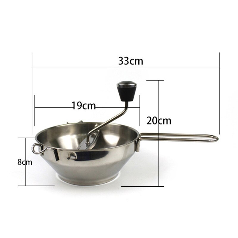 Passeerapparaat 20 cm voedselmolen met 3 verwisselbare geperforeerde schijven passerende molen van roestvrij staal voor tomatensaus, appelmoes, puree, soep, jam, babypap sauzen