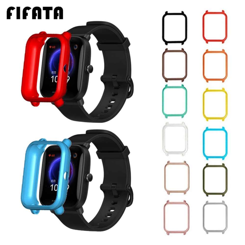 FIFATA TPU Protective Case Bumper For Xiaomi Amazfit Bip U / Bip / POP Smart Watch Cover Edge Frame Shell For Huami Amazfit BipU