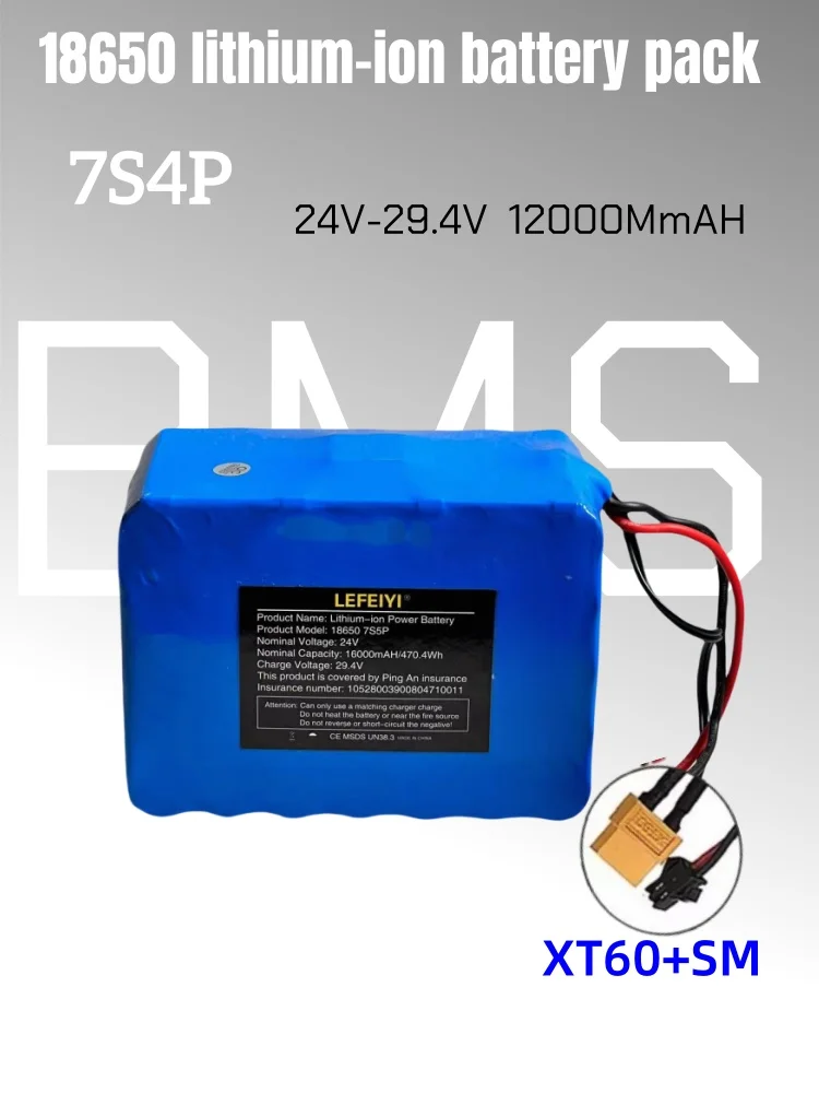 24 V 12000 mAh 18650 7S4P Li-Ionen-Akku 25,2 V, geeignet für den Batteriewechsel von 29,4 V Elektrorollern: Champagner