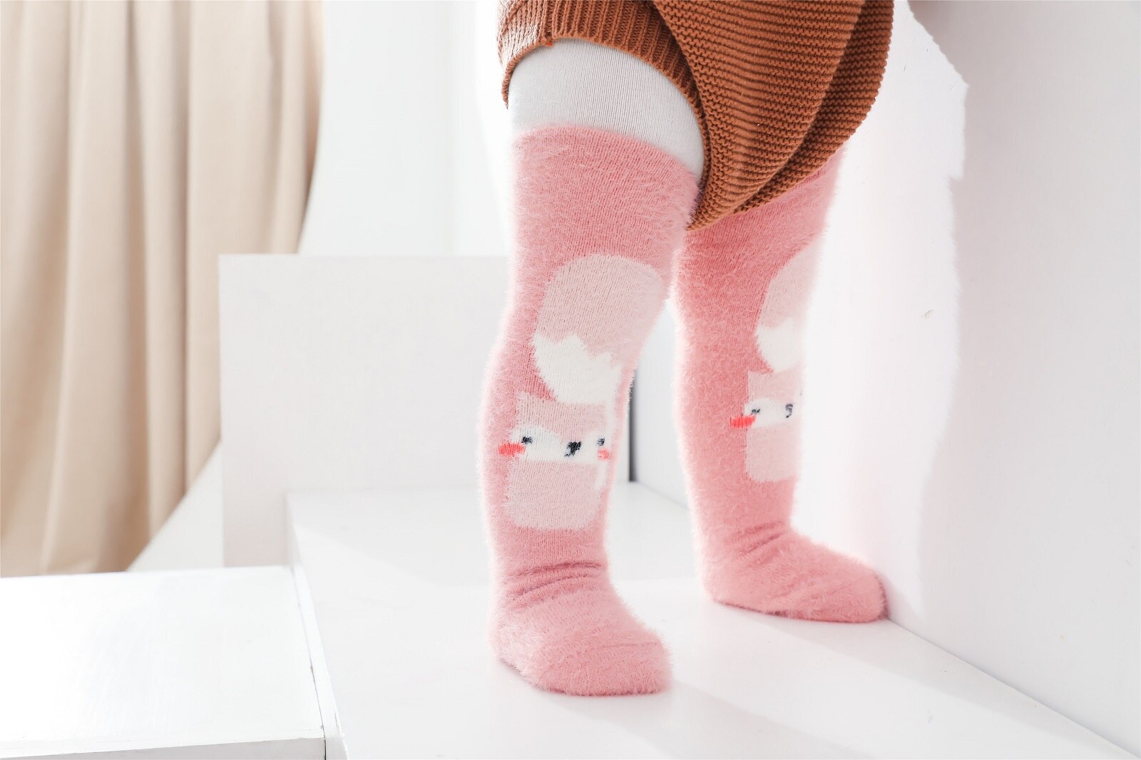 5 Kleuren Peuter Baby Meisjes Jongens Hoge Knie Kous Fuzzy Cartoon Animal Print Lange Kousen