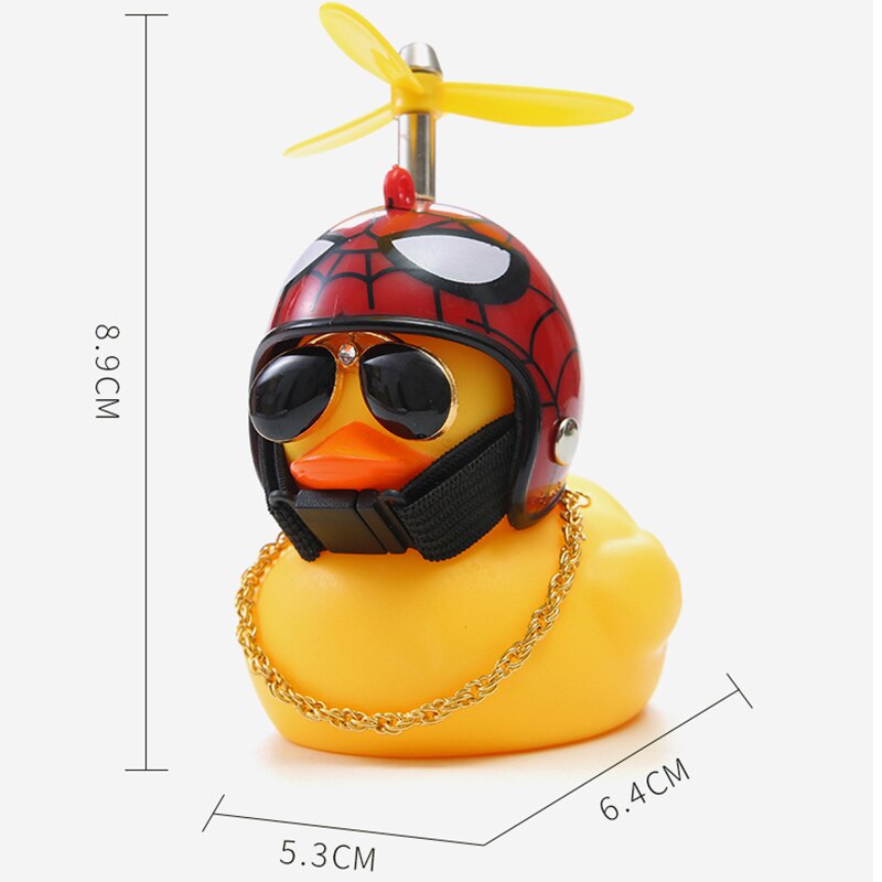 Rubber Duck Toy Car Ornaments Yellow Duck with Propeller Helmet Car Dashboard Decor Squeaking Glowing Duck Toys for Adults Kids: L