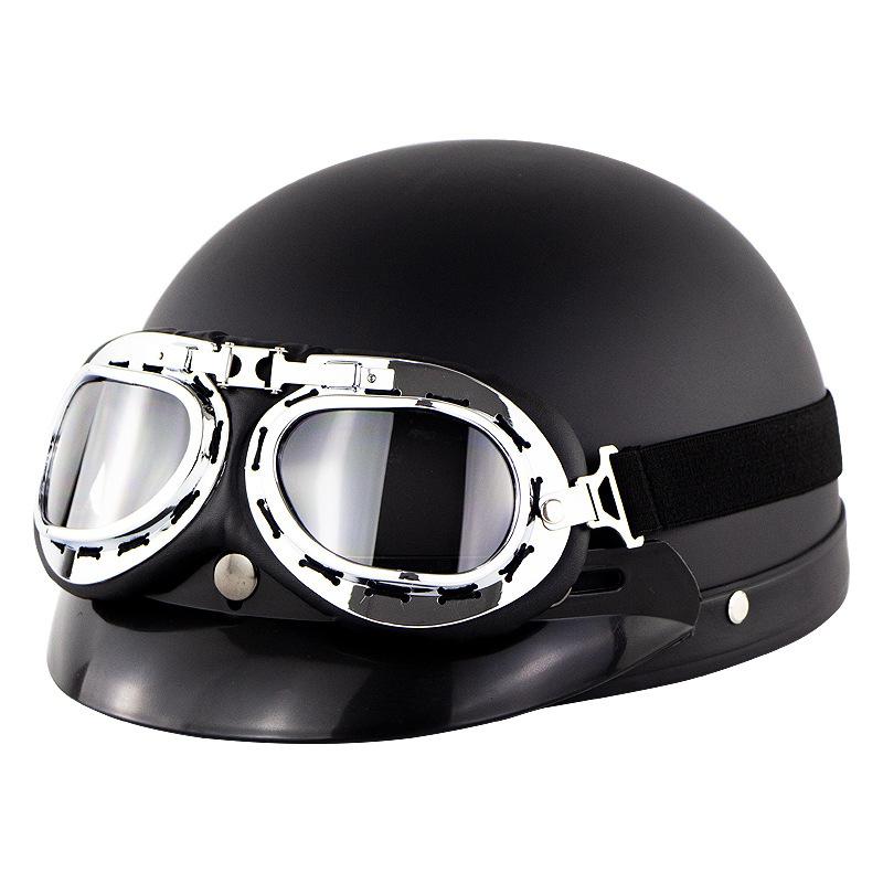 Unisex Motorhelm Open Gezicht Half Helm Outdoor Fietsen Cafe Racer Beschermende Sterke Veiligheid Helmen Met Bril: G