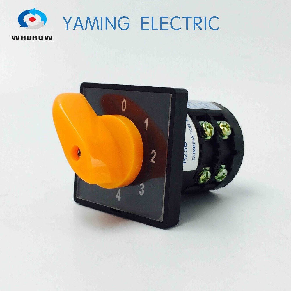 4 Position Rotary Cam Switch 380V 20A 2 Phases Electric Motor Changeover Selector Control Manufacturing HZ5B-20/2: Yellow Handle
