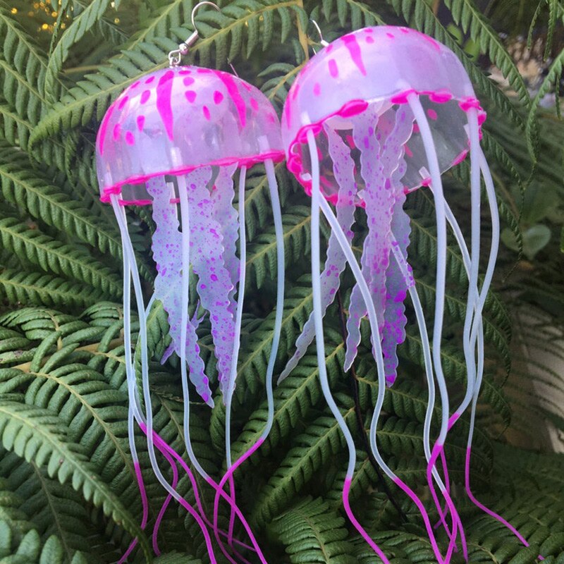 Kwallen Earring Festival Mermaid Sieraden Carnaval Neon Ultraviolet Glow Oceaan Kwallen Octopus Onderwater Mariene Leven Sieraden: Purple