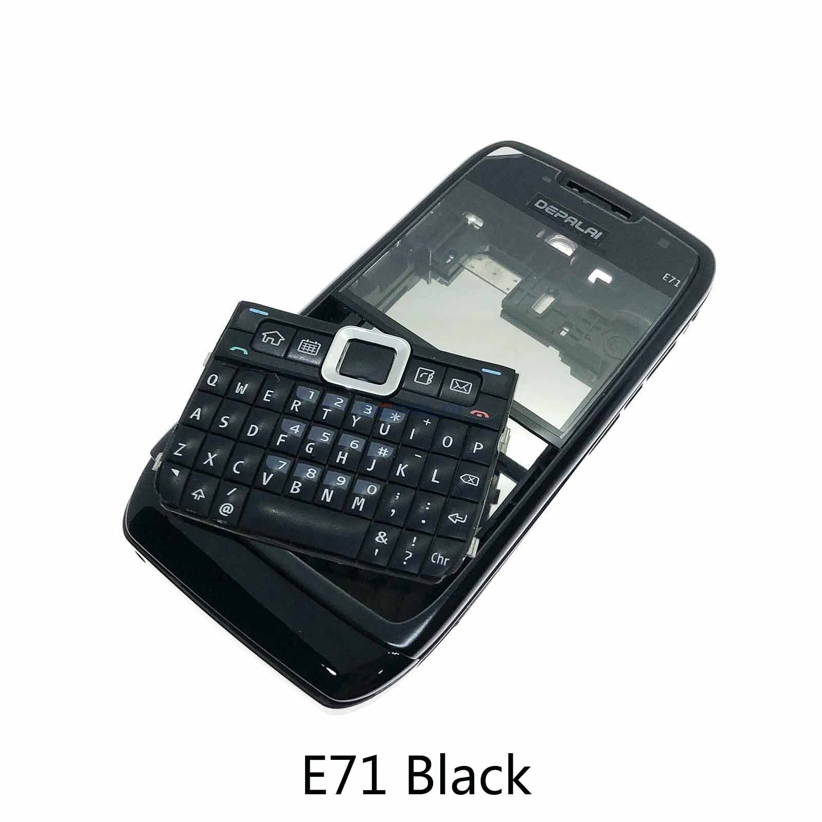 Voor Nokia E63 E71 E72 Behuizing Voorkant Faceplate Frame Cover Case + Back Cover Batterij Deur Cover + Toetsenbord: E71 Black