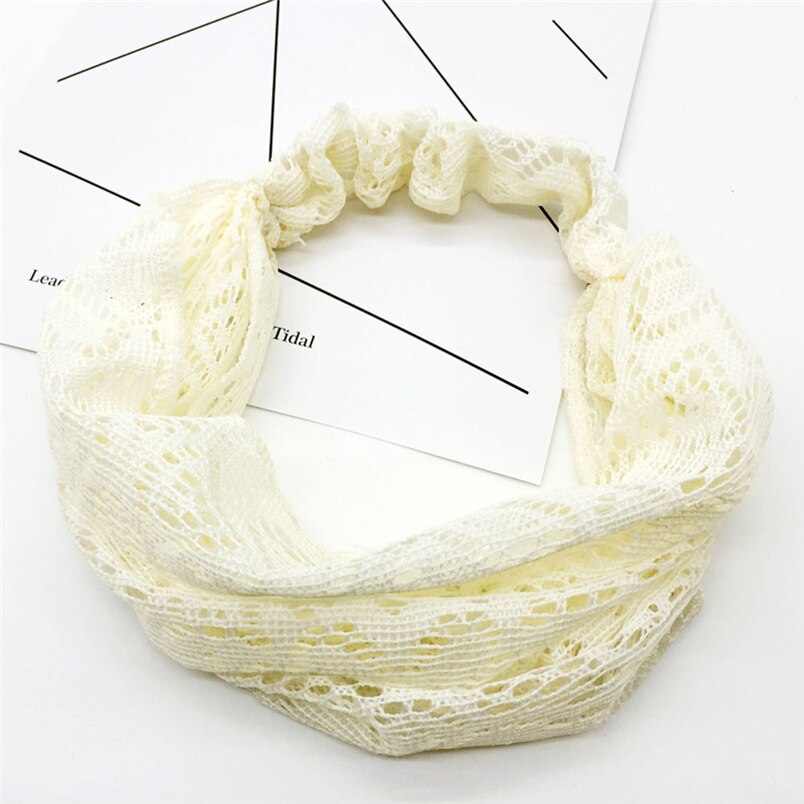 nuevas mujeres Yoga encaje hueco cabeza envolver amplia diadema flor diadema accesorios al por mayor y al por mayor # K29