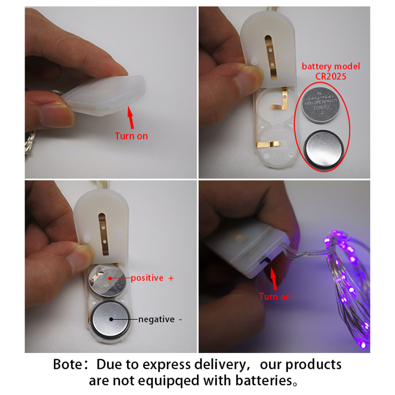 Vanntett lyslenke med  cr2032 batterier, led-mini-julelys av kobbertråd, til bryllup, julegirlanderfest