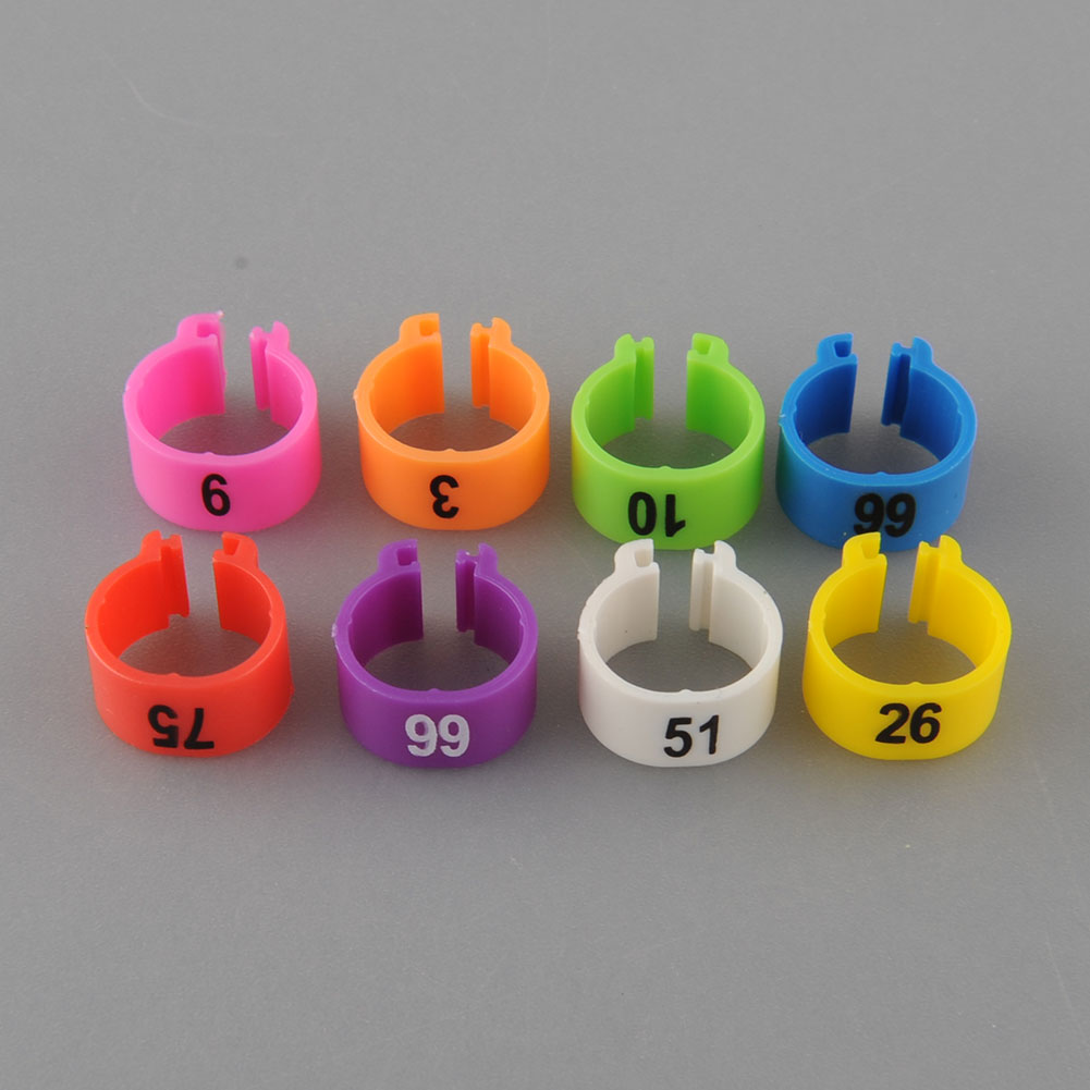 100Pcs 10.5mm Poultry Leg Bands Bird Pigeon Parrot Duck Hen Rings Clip 1-100 Numbered Poultry Leg Rings 10 Colors Pet Product