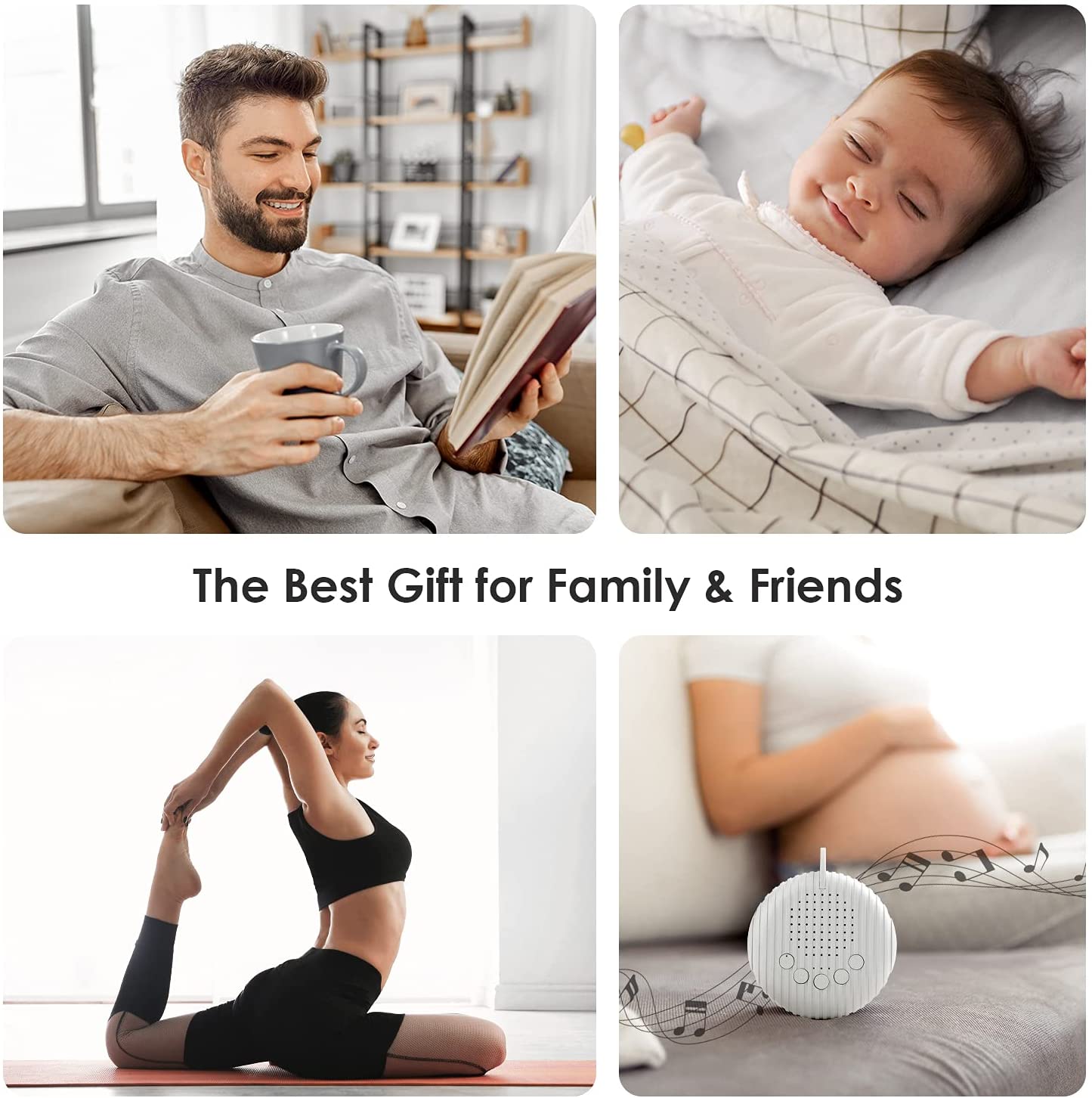 White Noise Machine for Sleeping Baby Portable with Soothing Nature Sounds Lullaby Noise Maker Therapy Sleep Easy Rechargeable