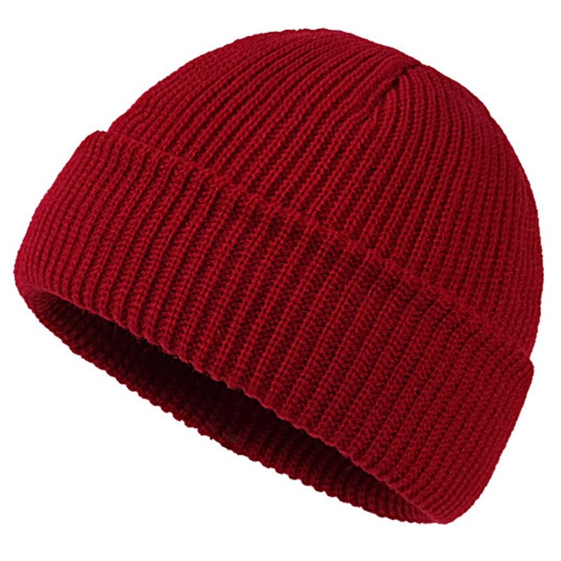 9 farver unisex hue hue ribstrikket vinterhue med manchet varm kort hue ensfarvet kalot baggy til voksen hue: Ved