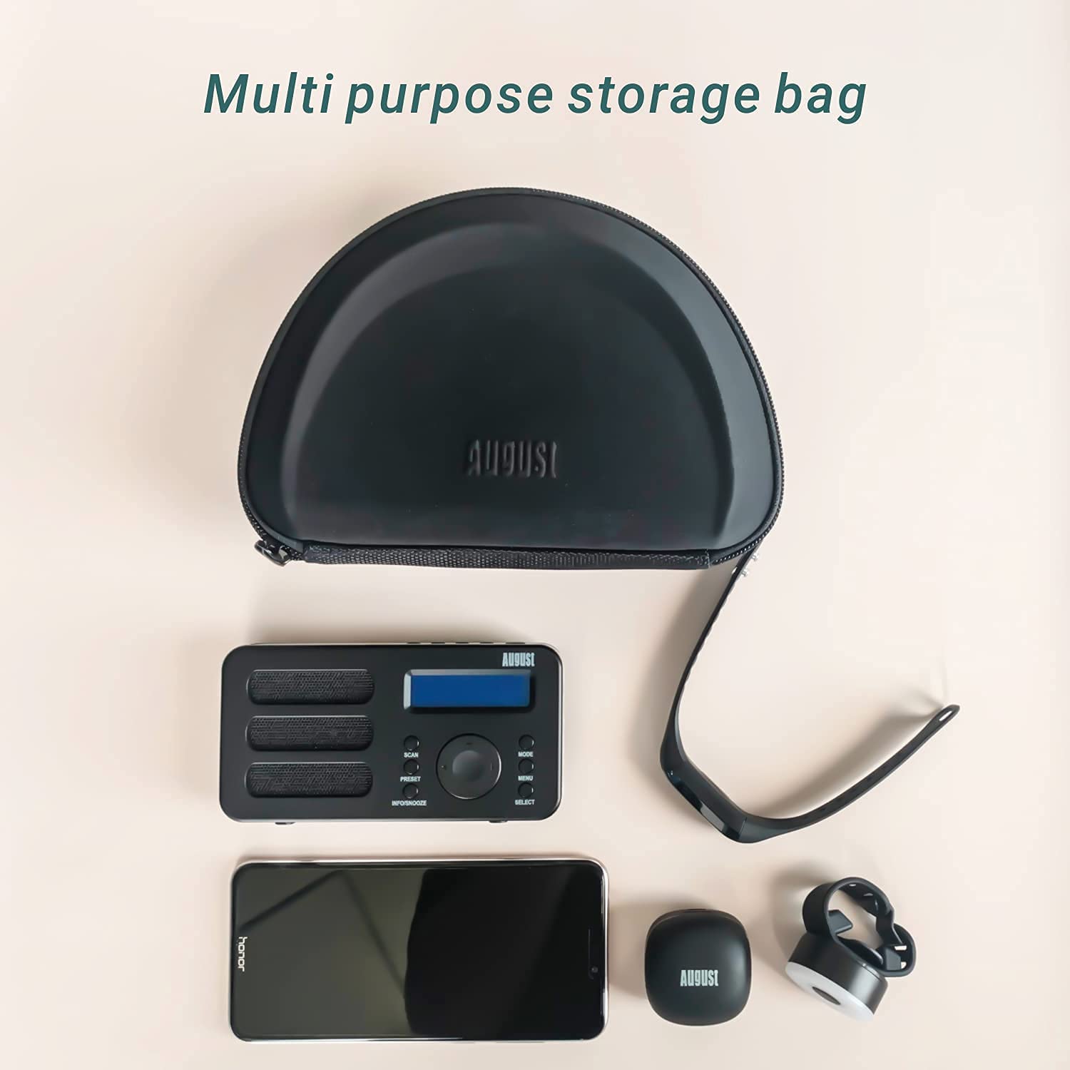 August BAG650 Hard Carrying Headphones Case Bag for August Bluetooth Wireless Headset Portable Headset Pouch Cover Box