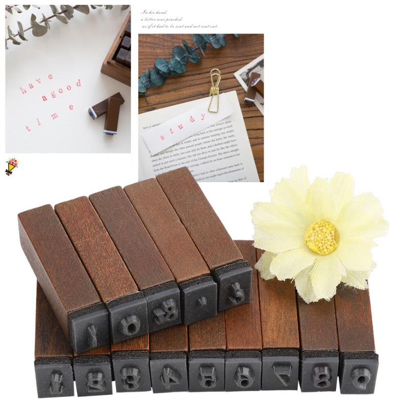 70 pièces Vintage bricolage numéro et Alphabet lettre bois caoutchouc timbres ensemble avec boîte en bois pour l'enseignement du jeu des fournitures scolaires