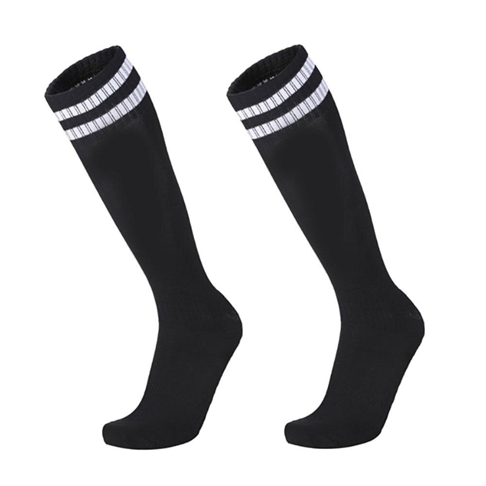 1 Pair Sports Socks Knee Legging Stockings Soccer Baseball Football Over Knee Ankle Adults Children Sweat Absorption Socks: Black White / Adult 21cm