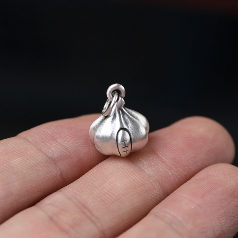 BALMORA Original 100% 990 Pure Silver Pendant For Women Men Cute Dumplings Pendant Matte Thai Silver Charm Jewelry Without Chain