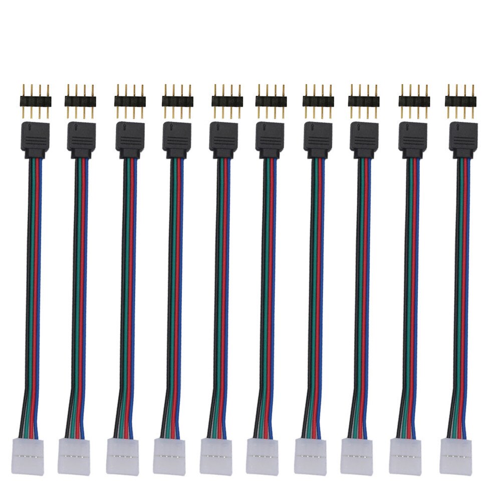 10 Pcs 10mm Led Strip Connector 4 Pin Male Female PCB Connector Cable For RGB 5050 3528 LED Strips Portable Lighting Accessories: Default Title