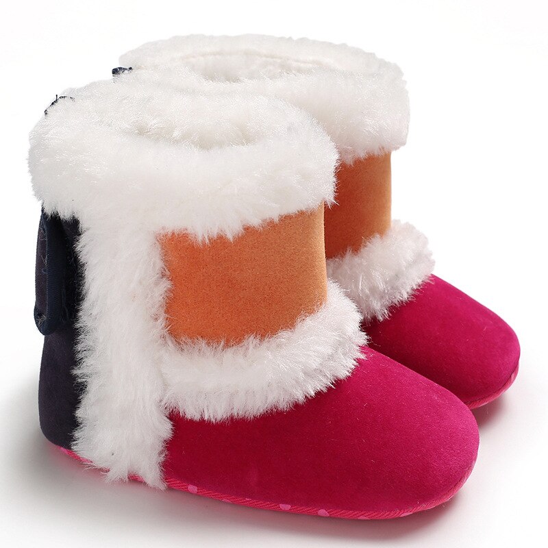 Inverno manter quente primeiro walker bebê menina criança botas com borboleta-nó anti-deslizamento neve sapatos grossos