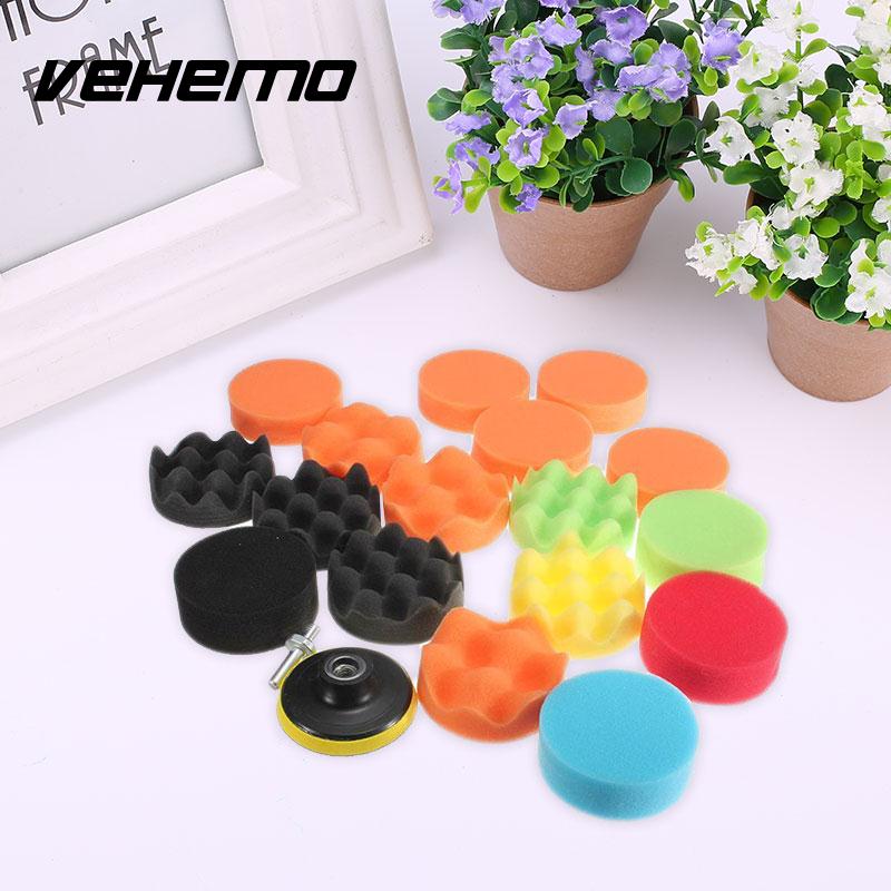 Vehemo Car Polishers 19Pcs Sponge Pad Cleaning Tool M10 Drill Adapter